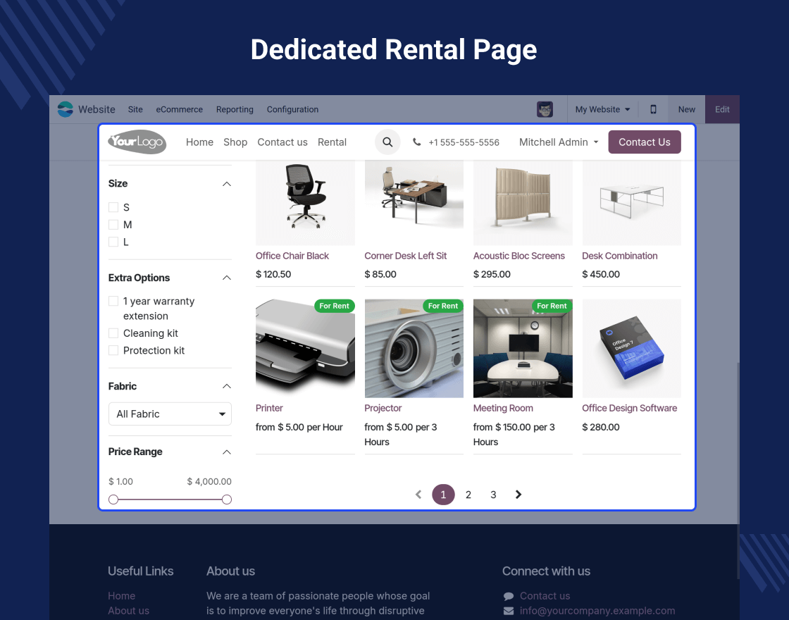 Odoo Website Sale Rental for Enterprise
