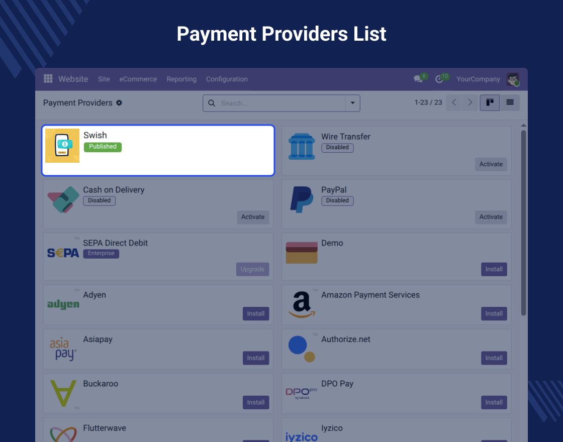 Odoo Website Swish Payment Acquirer