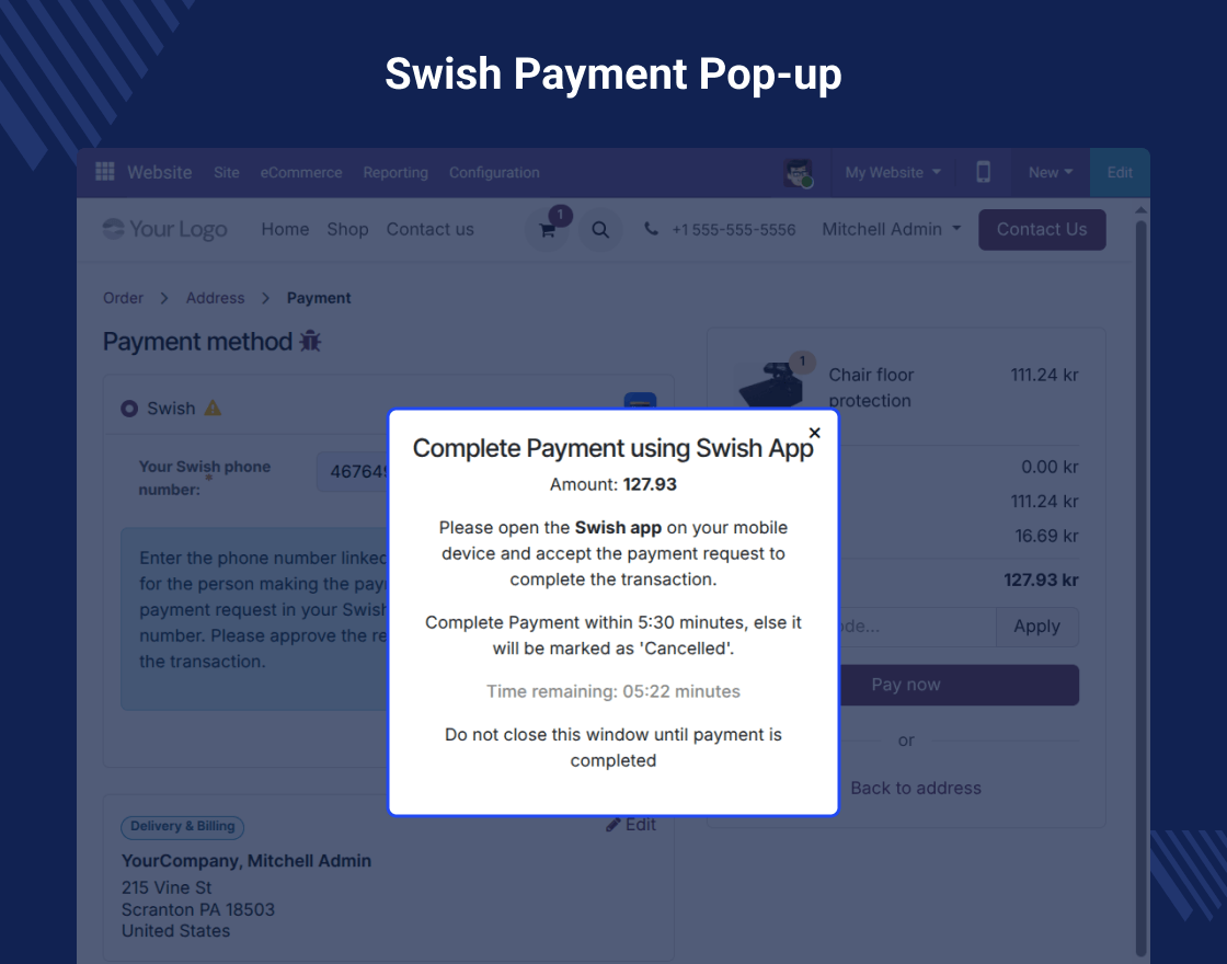 Odoo Website Swish Payment Acquirer