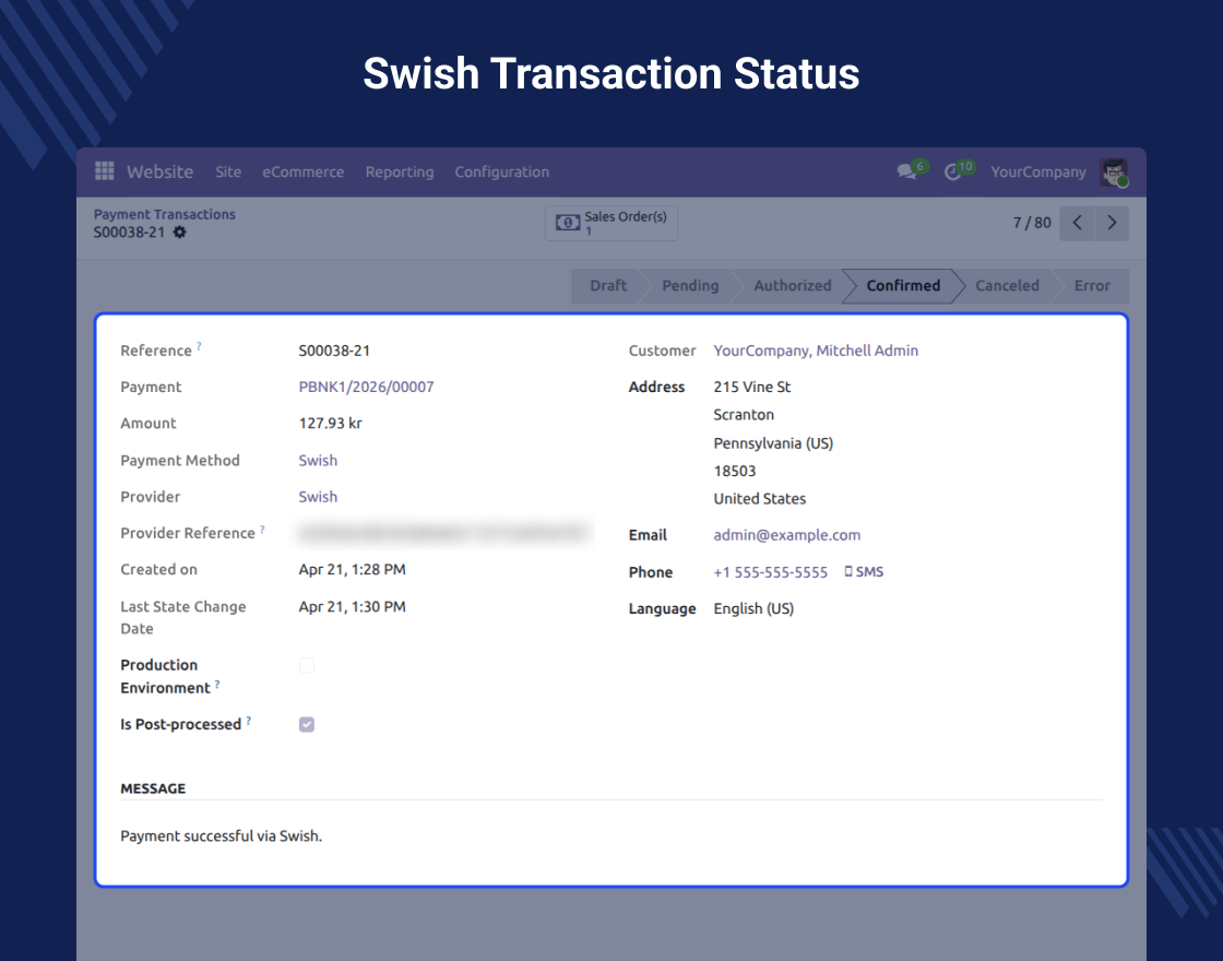 Odoo Website Swish Payment Acquirer