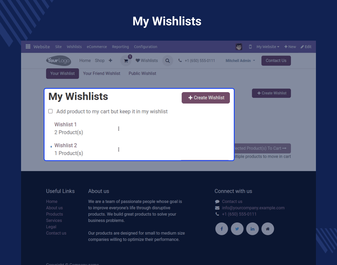 Odoo Website Wishlist Share