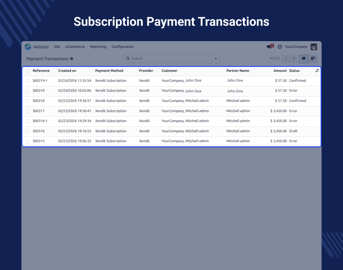 Odoo Xendit Recurring Payment