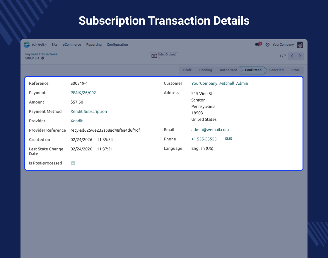 Odoo Xendit Recurring Payment