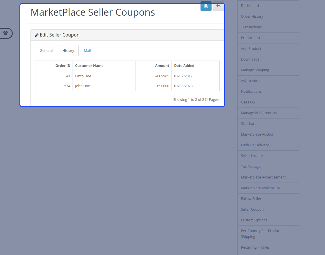 Opencart Marketplace Seller Coupons