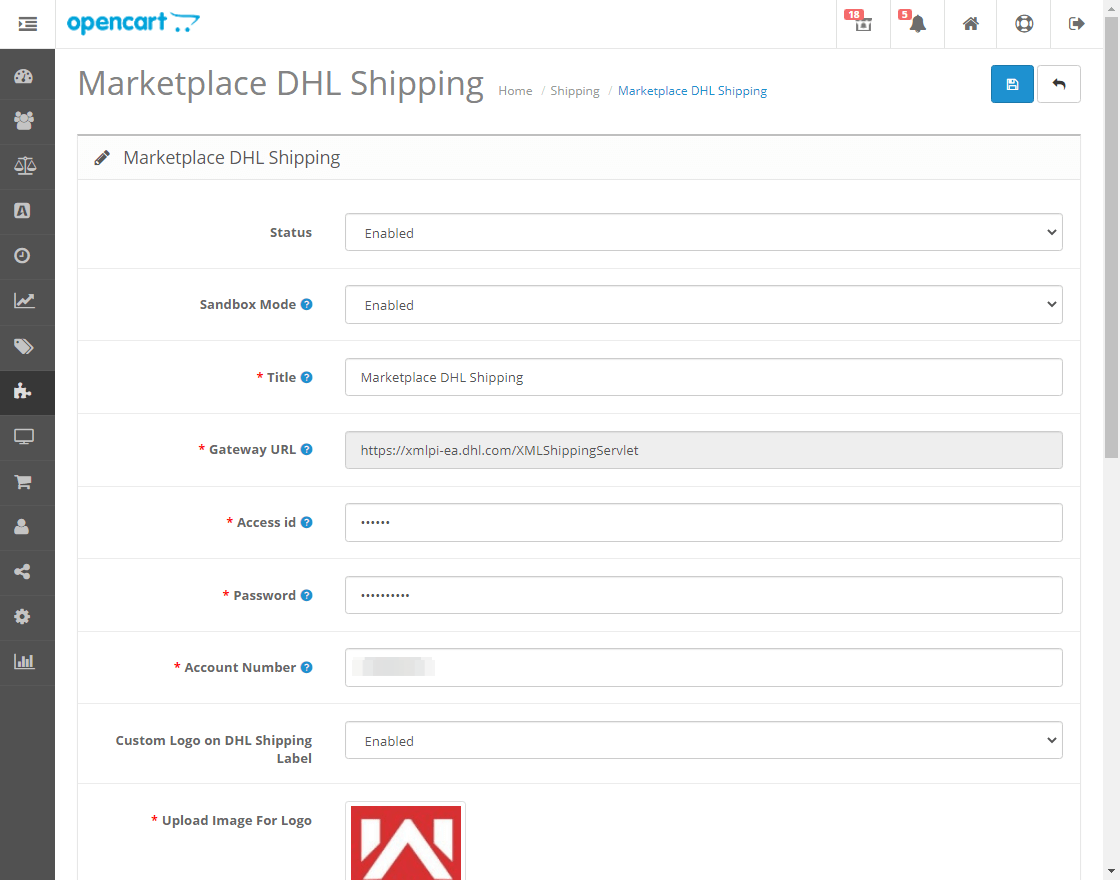 Opencart Marketplace DHL Shipping