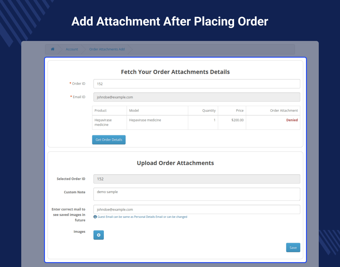 OpenCart Order Attachments