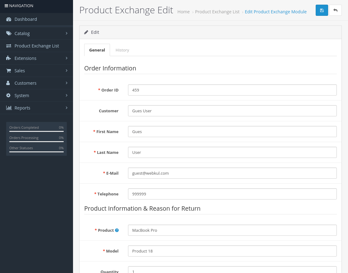 OpenCart Product Exchange