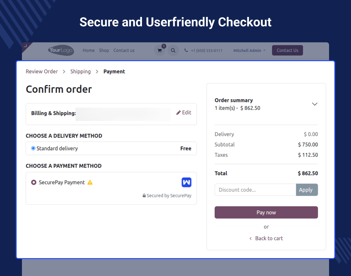 Odoo Website SecurePay Payment Acquirer