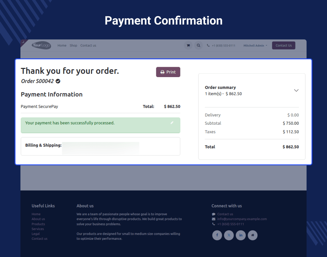 Odoo Website SecurePay Payment Acquirer