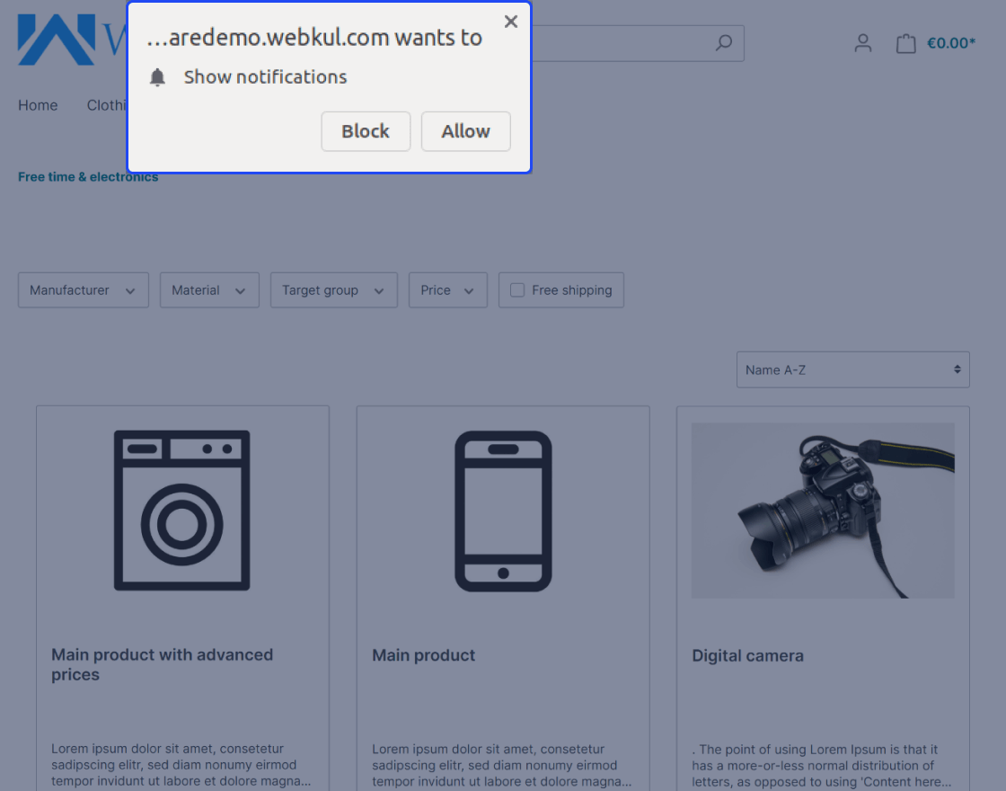 Web Push Notification for Shopware 6