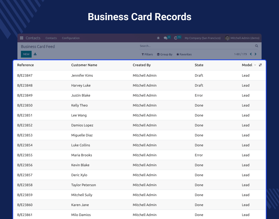 Odoo AI Business Card Reader App