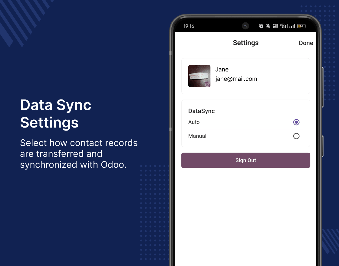 Odoo AI Business Card Reader App