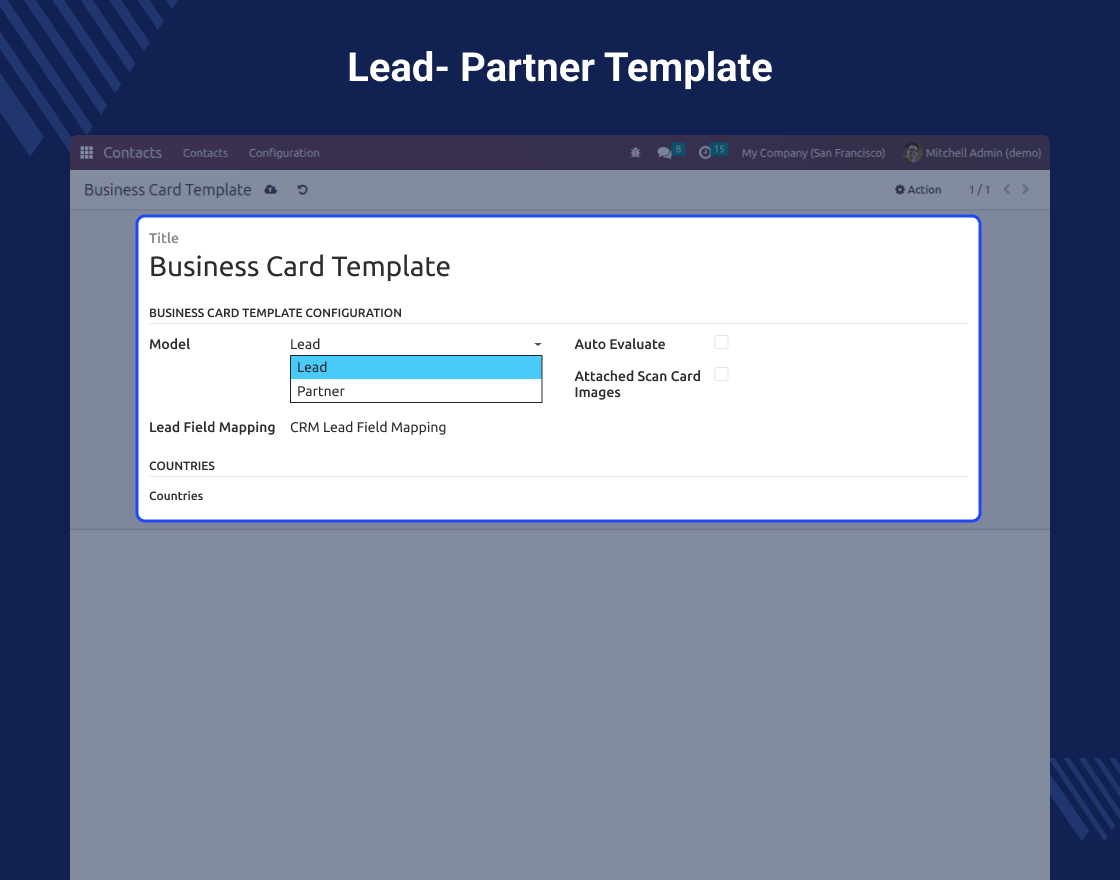 Odoo AI Business Card Reader App