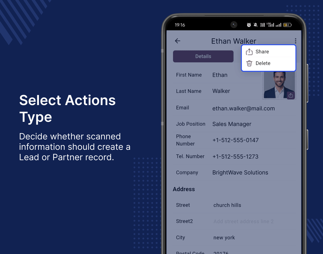 Odoo AI Business Card Reader App