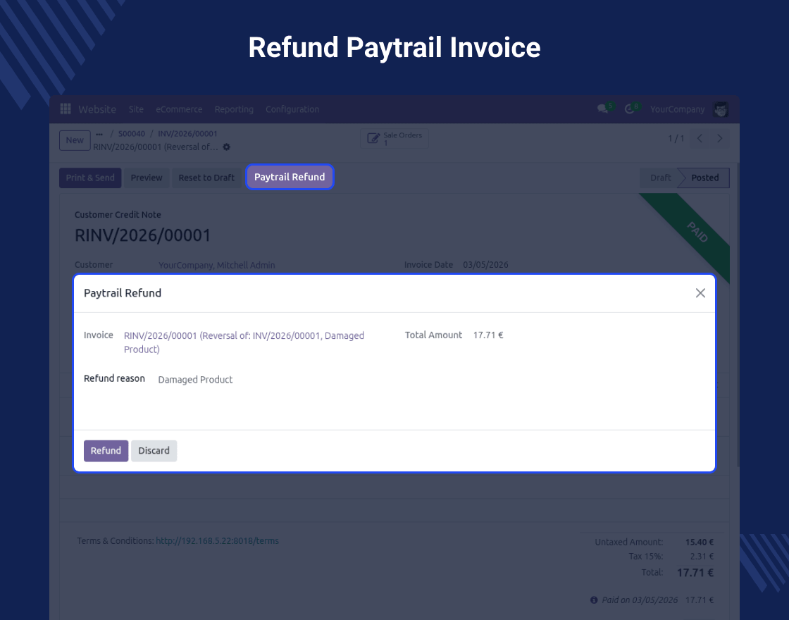 Odoo Direct Refund From Paytrail