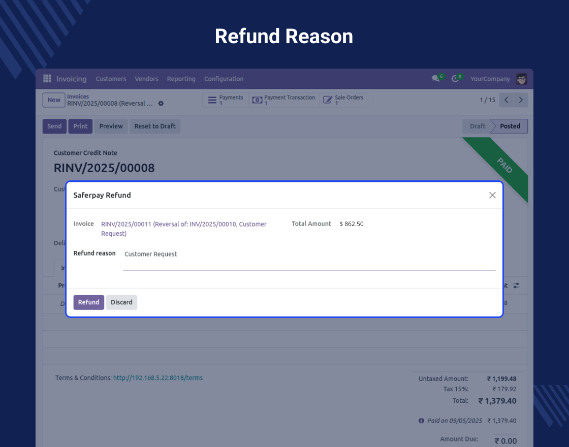 Odoo Direct Refund From Saferpay