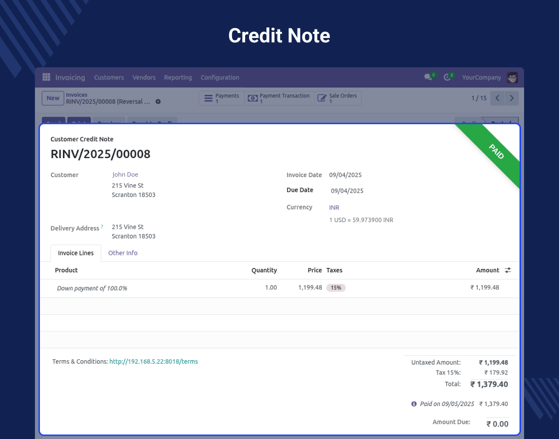 Odoo Direct Refund From Saferpay