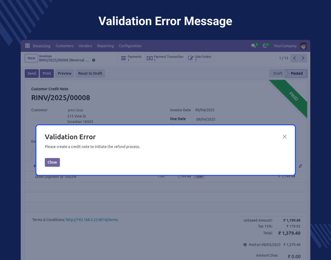 Odoo Direct Refund From Saferpay
