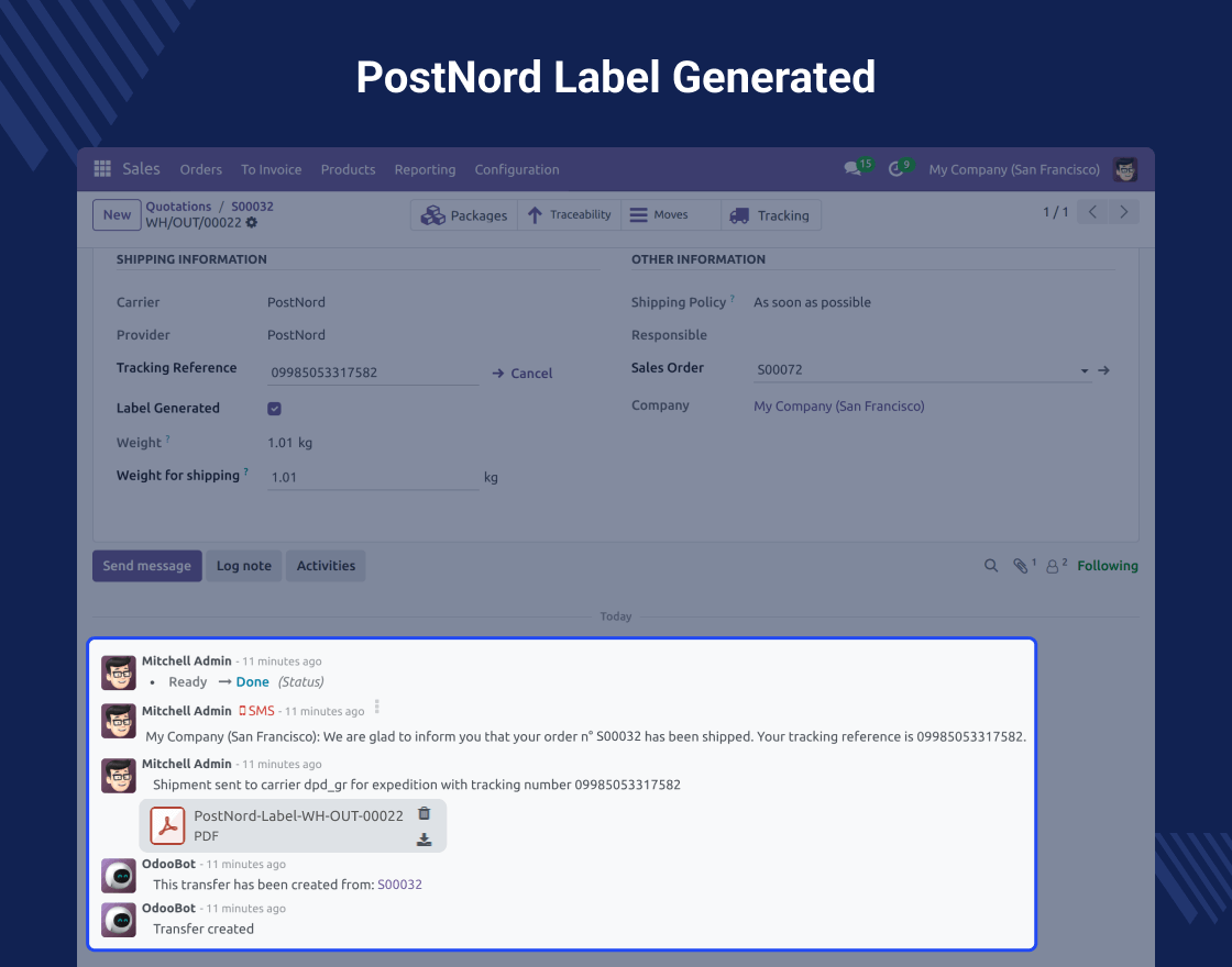 Odoo PostNord Delivery Carrier