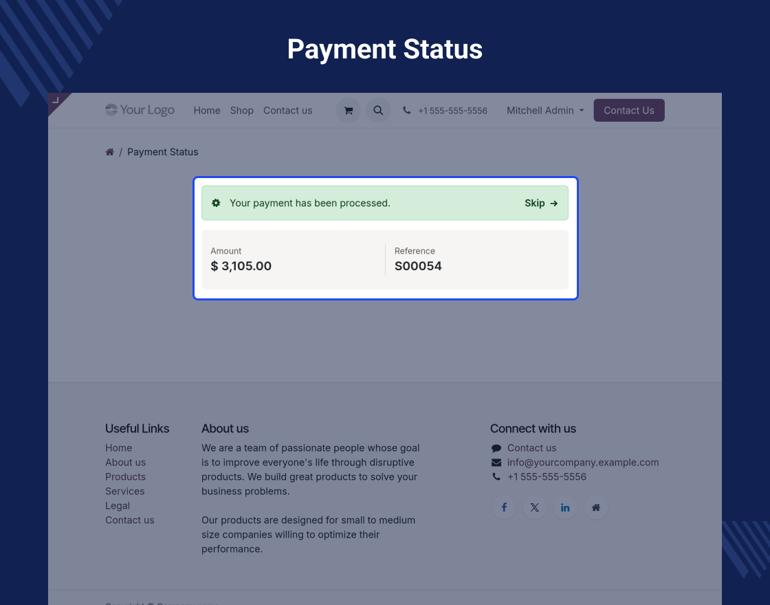 Odoo Website Stripe Recurring Payment Acquirer