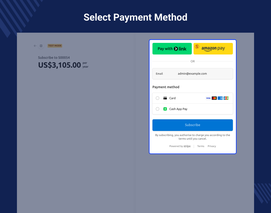 Odoo Website Stripe Recurring Payment Acquirer