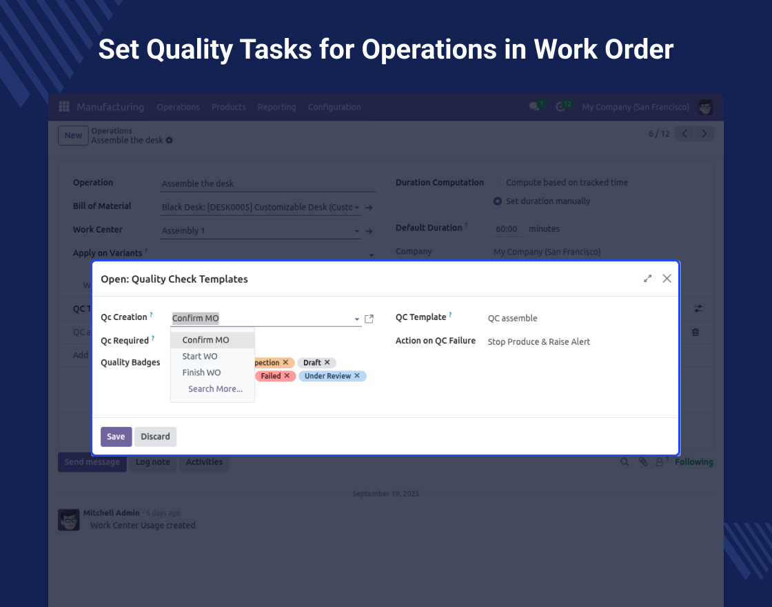 Odoo Quality Check & Inspection MRP