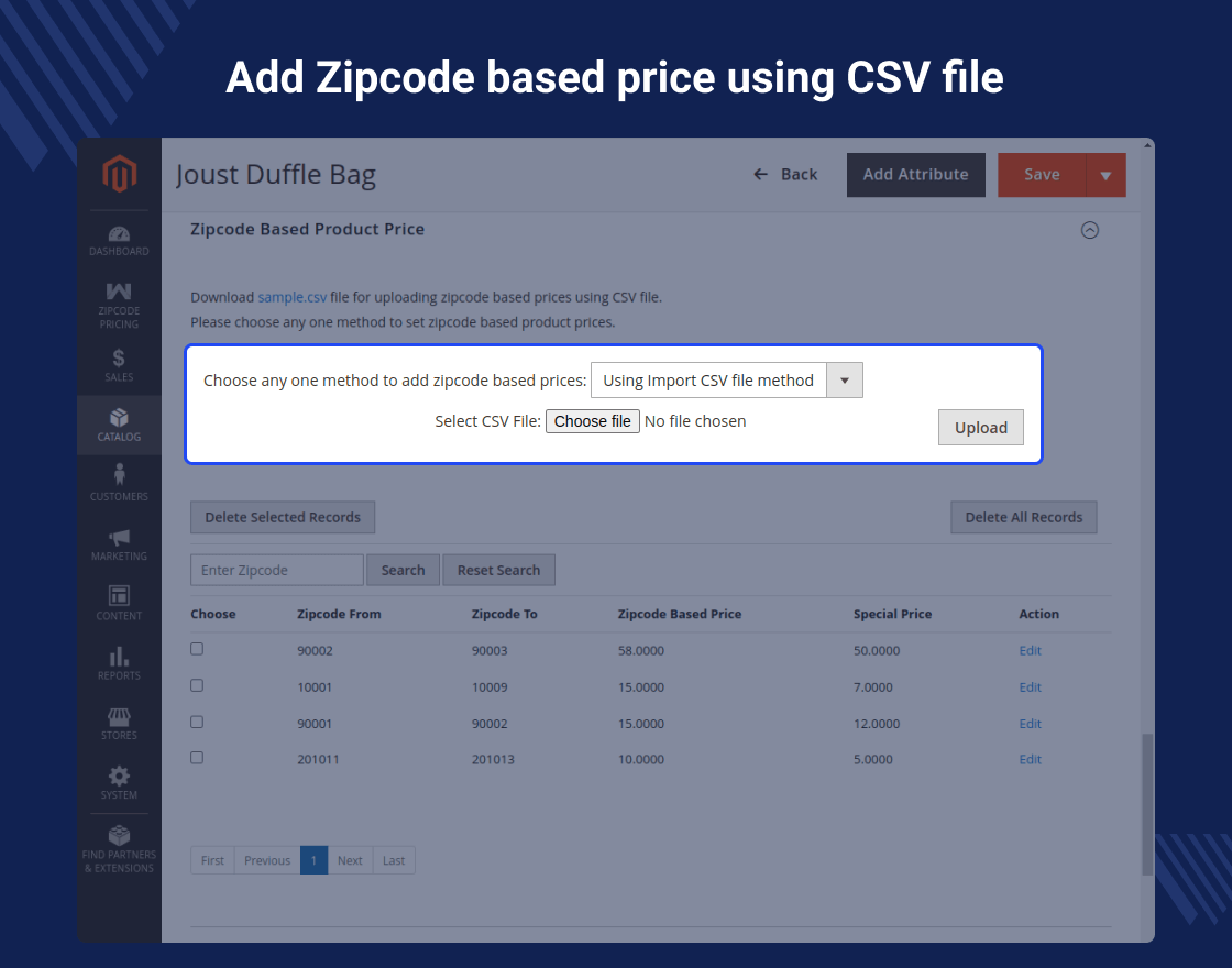 Magento 2 Zip Code Based Pricing