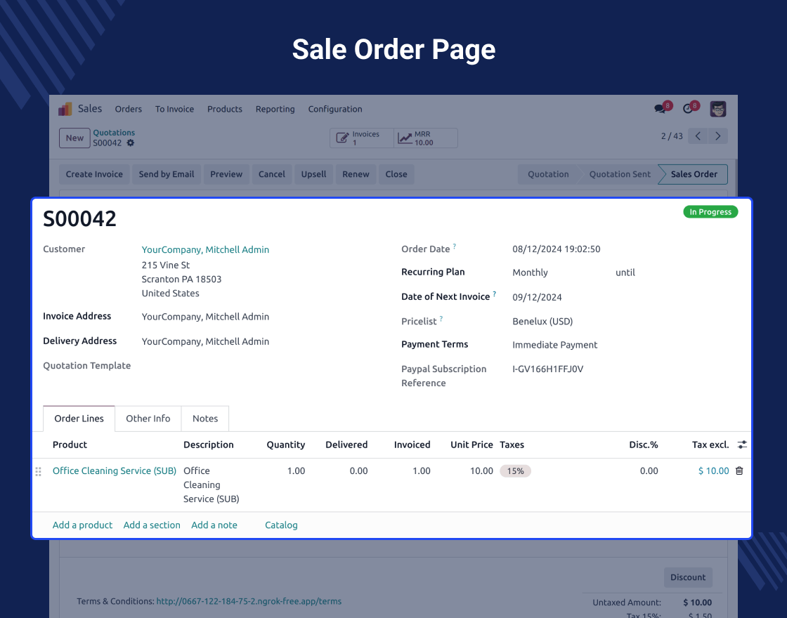 Odoo Website Payment Paypal Recurring For Enterprise