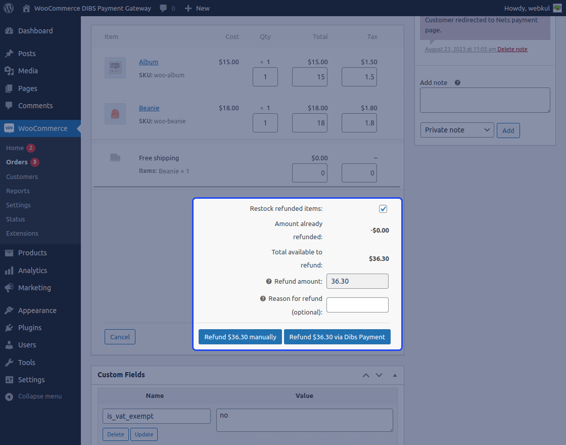 WooCommerce DIBS Payment Gateway