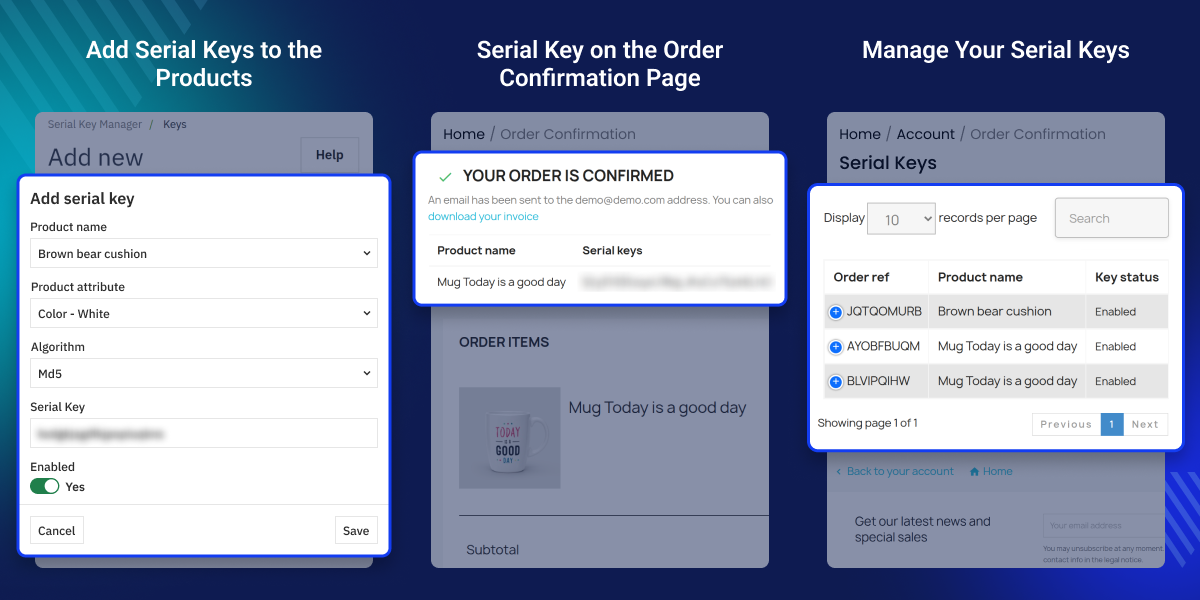 Prestashop Product Serial Key Manager
