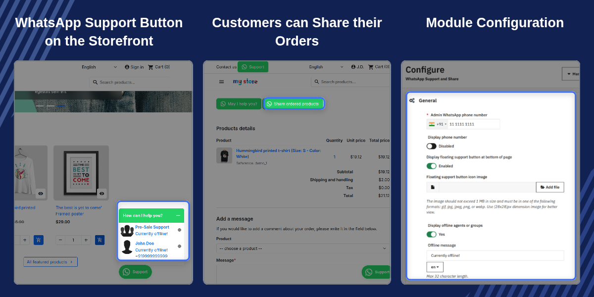 Prestashop WhatsApp Support and Share